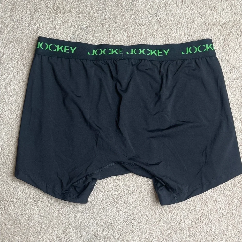 NWOT Jockey Black Boxer Briefs with Green Details